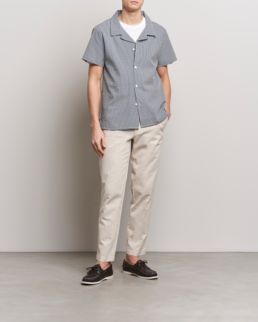 Homme | Chemises | BOSS BLACK | Short Sleeve Open Collar Shirt Navy