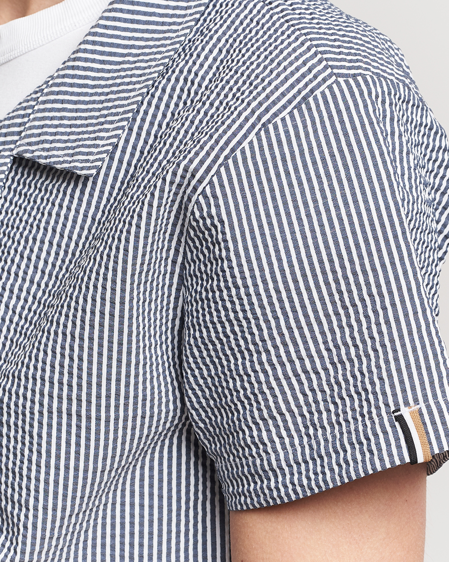 Homme | Chemises | BOSS BLACK | Short Sleeve Open Collar Shirt Navy