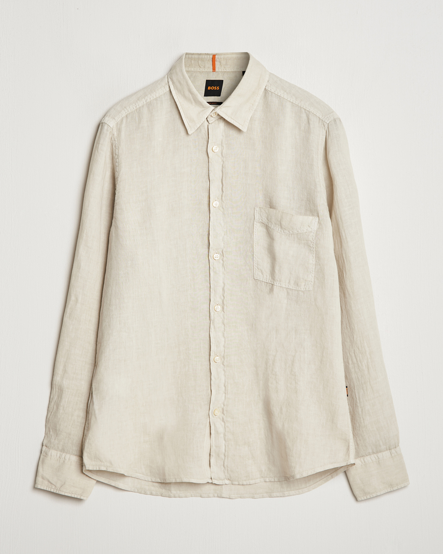 Homme | Chemises | BOSS ORANGE | Relegant Linen Shirt Light Beige
