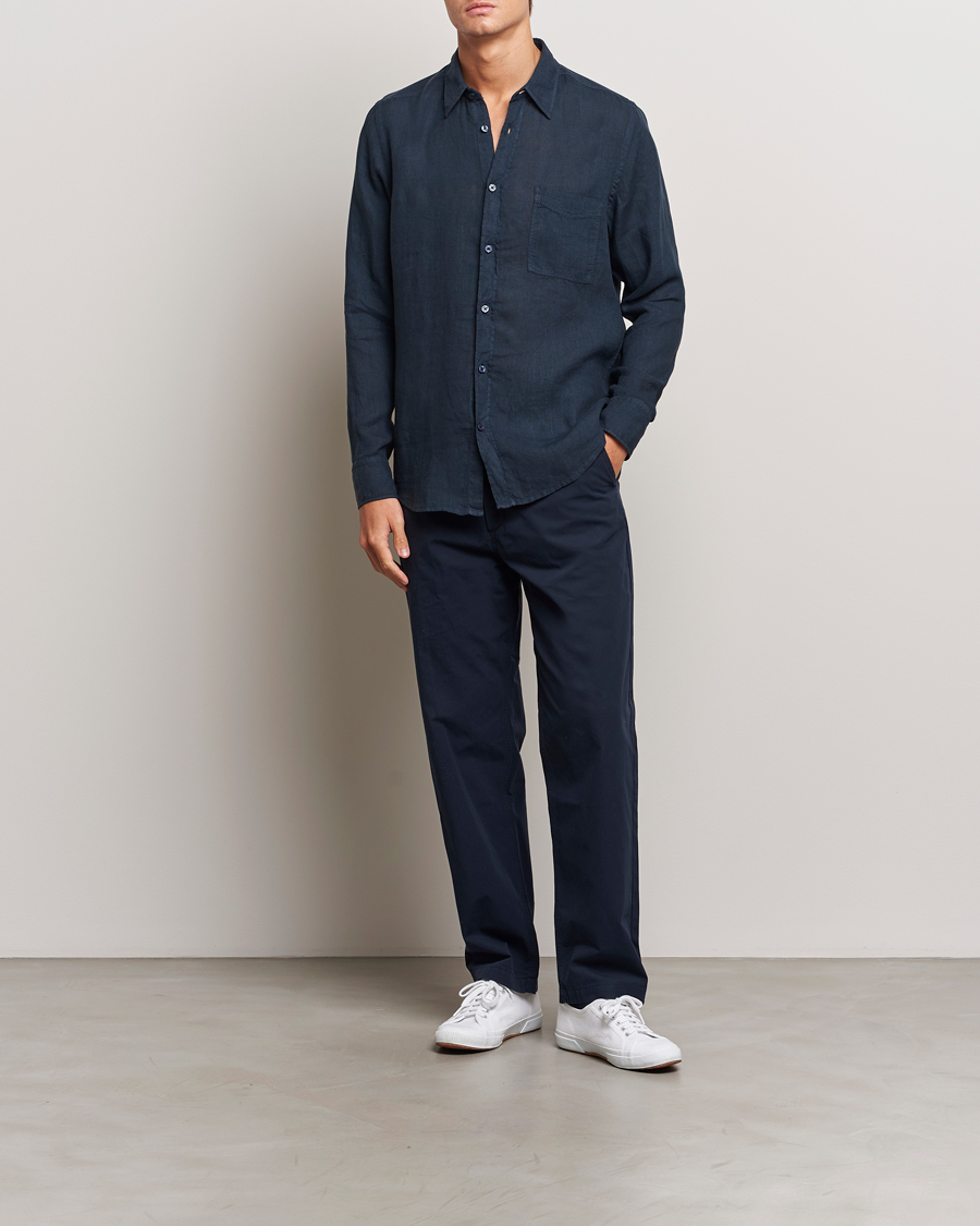 Homme | Chemises | BOSS ORANGE | Relegant Linen Shirt Dark Blue