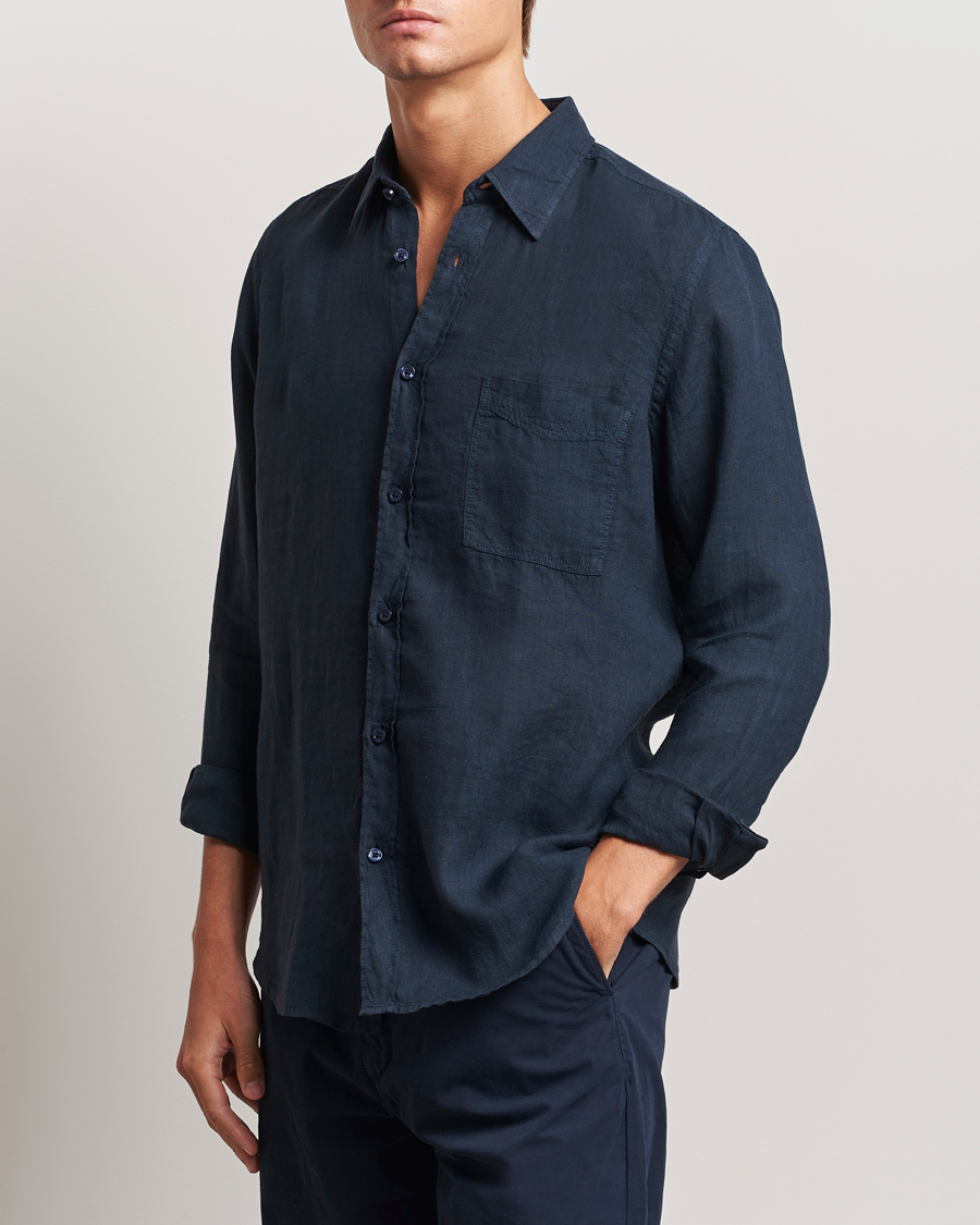 Homme | Chemises | BOSS ORANGE | Relegant Linen Shirt Dark Blue