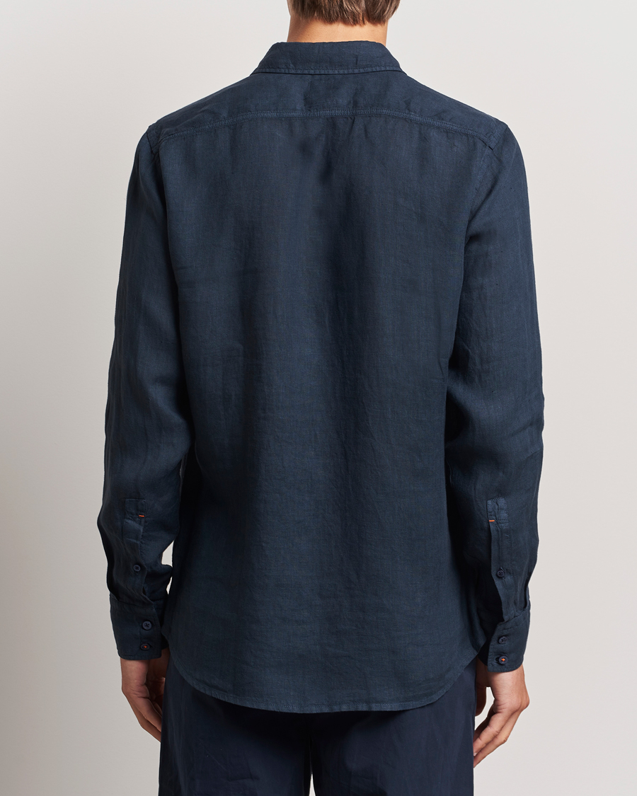 Homme | Chemises | BOSS ORANGE | Relegant Linen Shirt Dark Blue