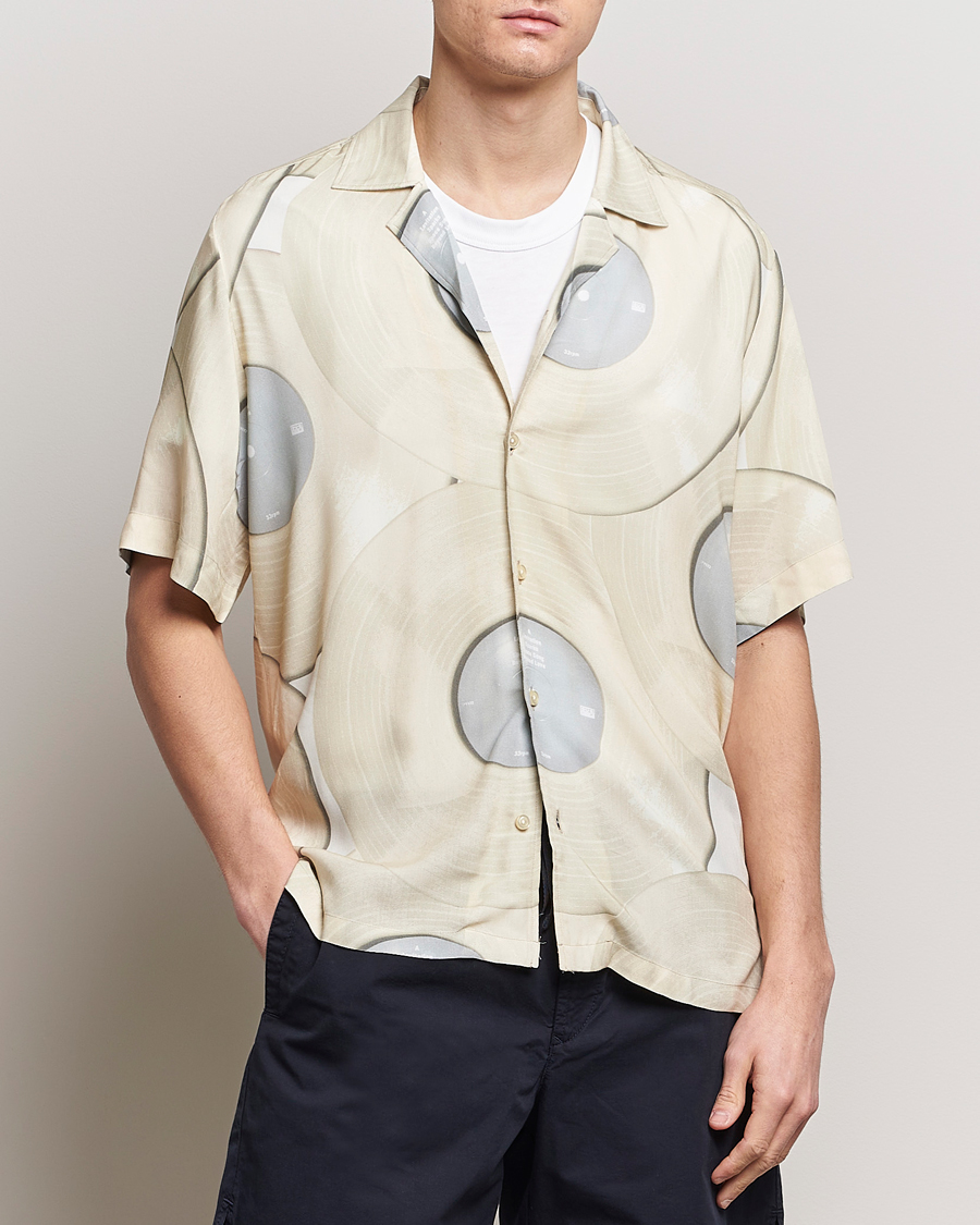 Homme | Vêtements | BOSS ORANGE | Rayer Short Sleeve Printed Shirt Light Beige