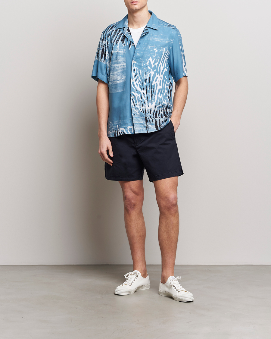 Homme | Chemises | BOSS ORANGE | Rayer Short Sleeve Printed Shirt Open Blue