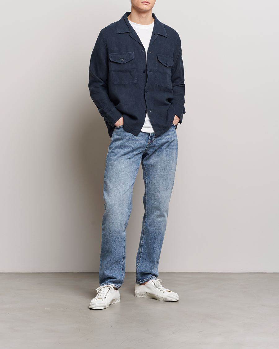 Homme | Chemises | BOSS ORANGE | Lovel Linen Overshirt Dark Blue