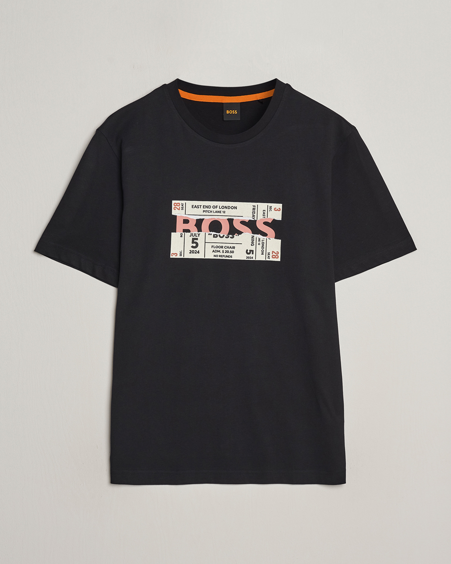 Homme | T-shirts | BOSS ORANGE | Printed Crew Neck T-Shirt Black