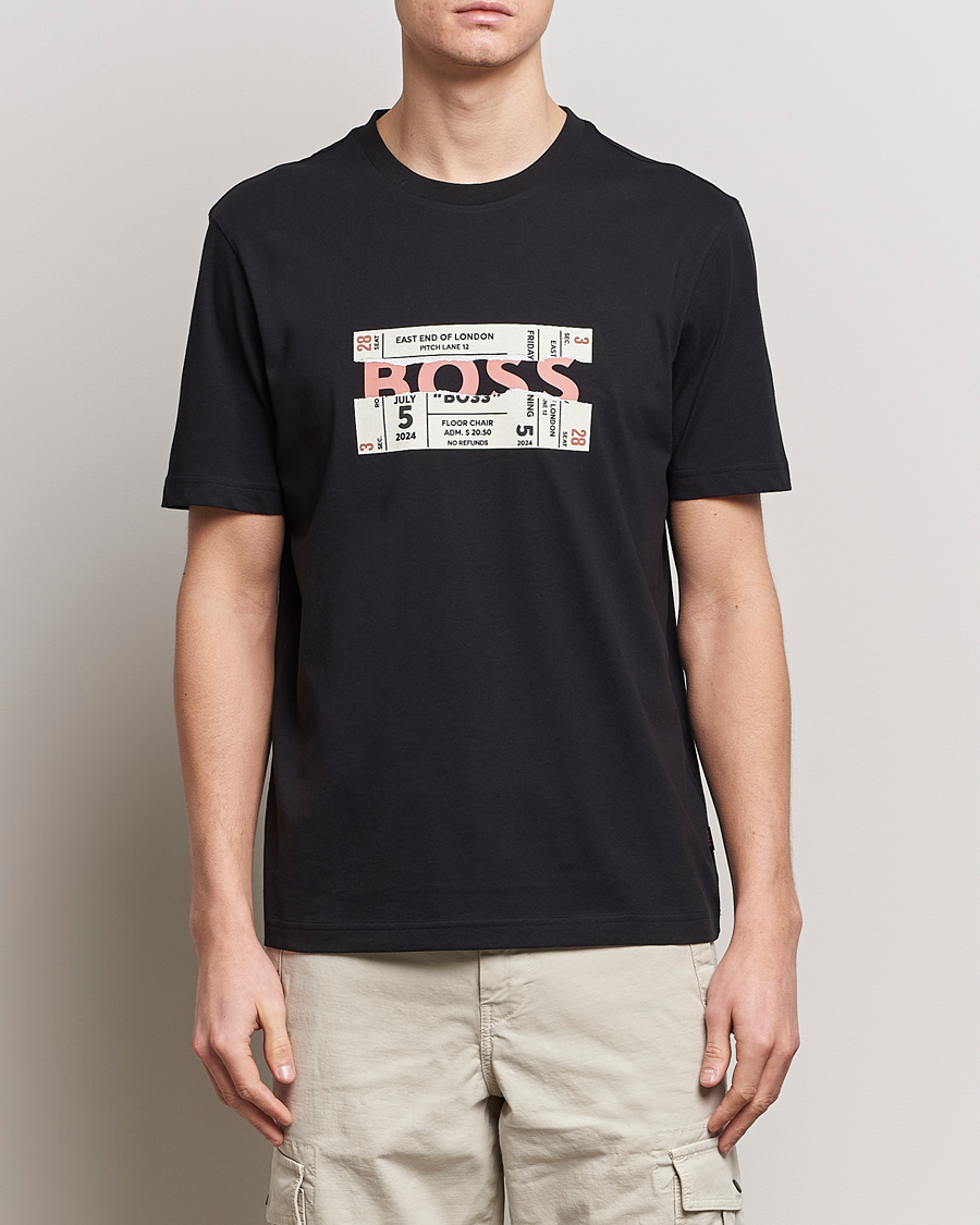 Homme | T-Shirts Noirs | BOSS ORANGE | Printed Crew Neck T-Shirt Black