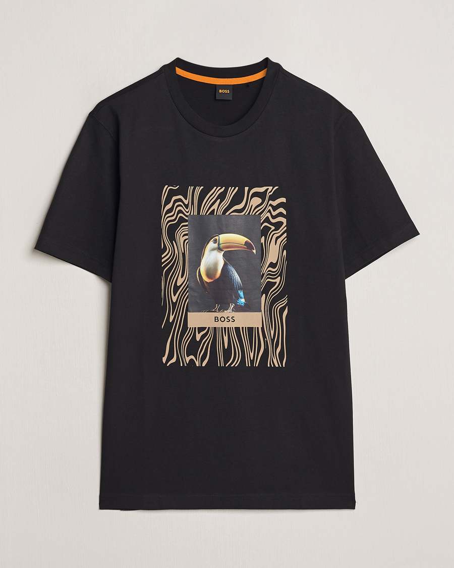 Homme | T-shirts | BOSS ORANGE | Tucan Printed Crew Neck T-Shirt Black