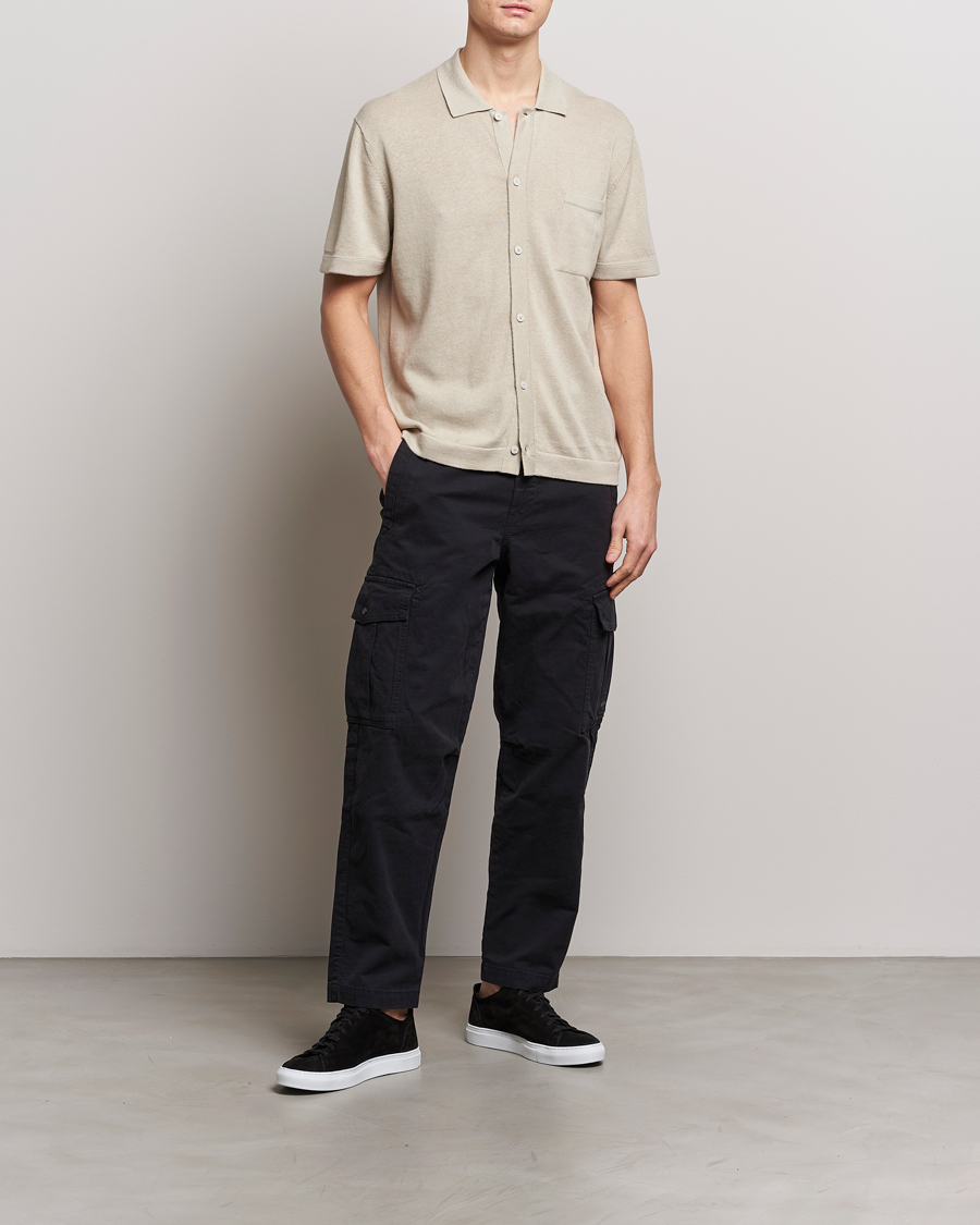 Homme | Chemises | BOSS ORANGE | Kamiccio Knitted Short Sleeve Shirt Light Beige