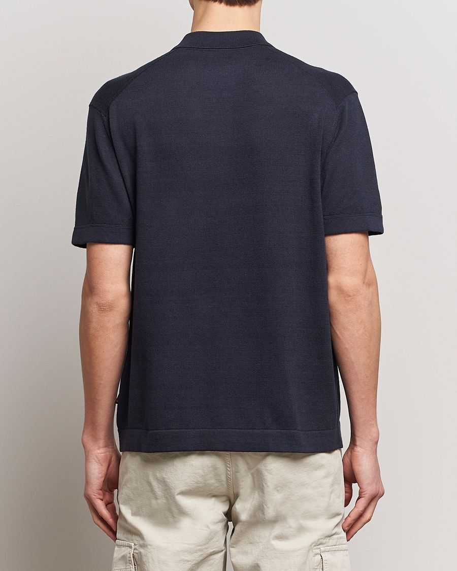 Homme | Chemises | BOSS ORANGE | Kamiccio Knitted Short Sleeve Shirt Dark Blue