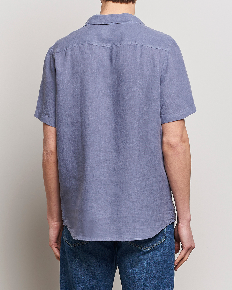 Homme | Chemises | HUGO | Ellino Short Sleeve Linen Shirt Open Blue