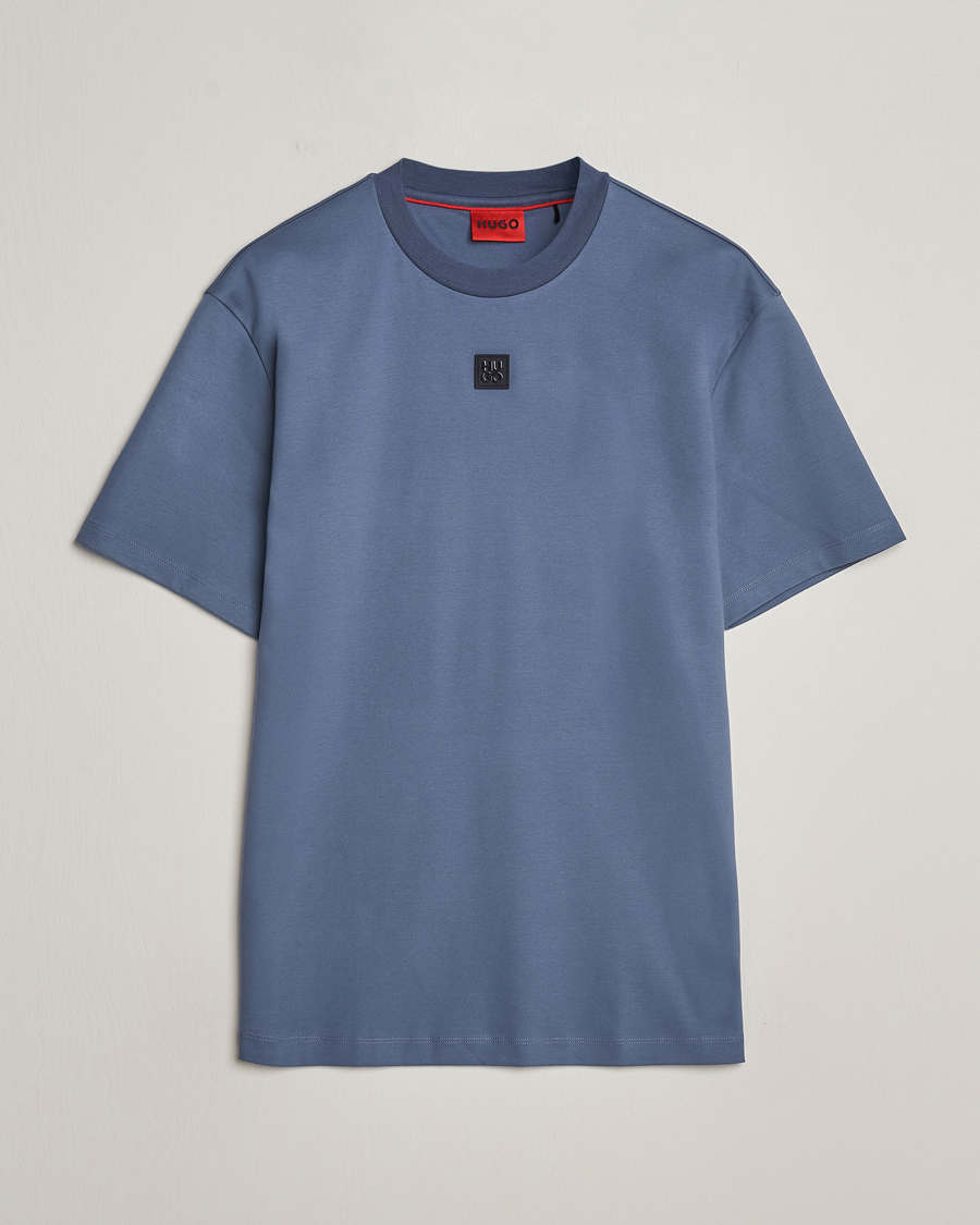 Homme | T-shirts | HUGO | Dalile Logo Crew Neck T-Shirt Open Blue