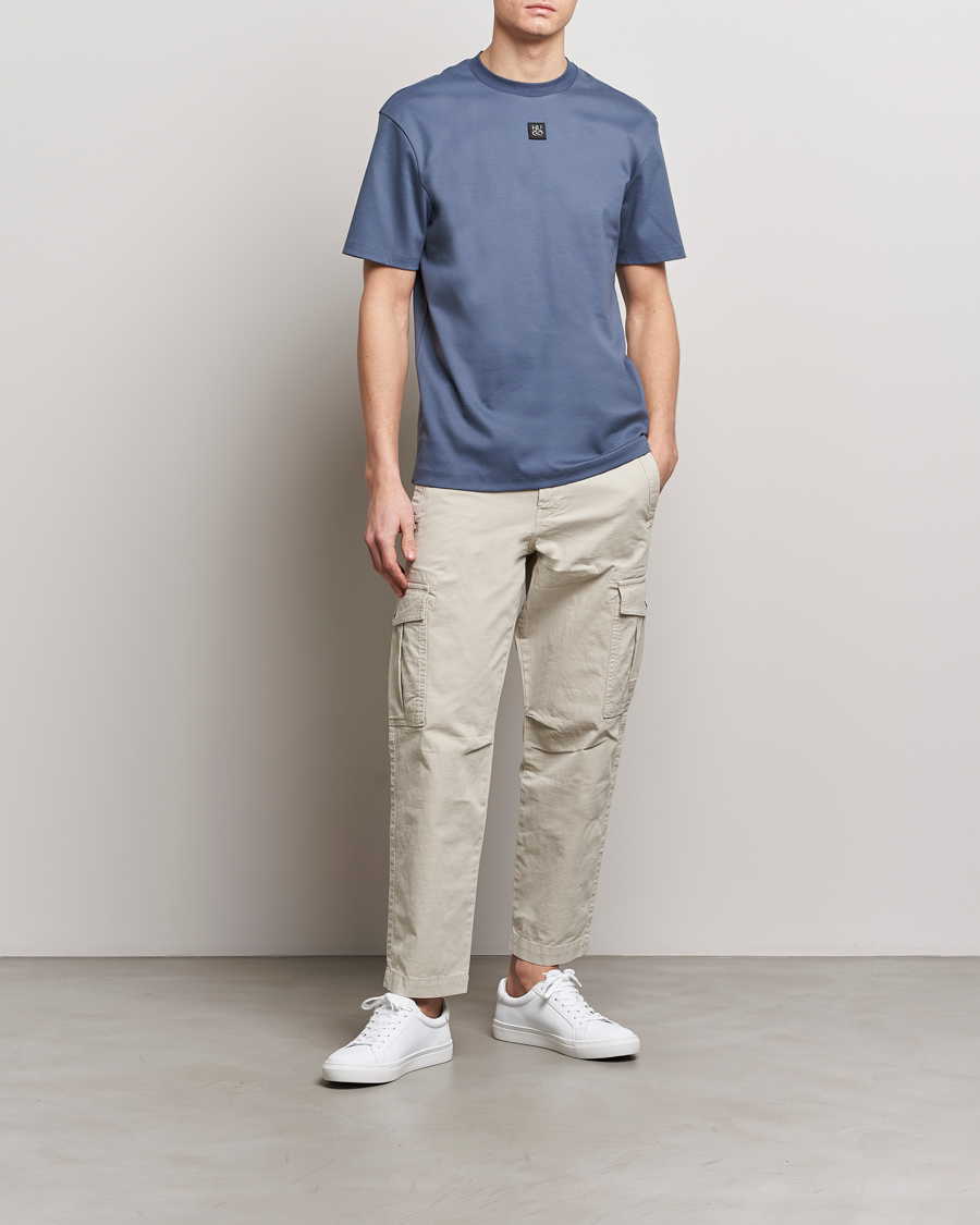 Homme | T-shirts | HUGO | Dalile Logo Crew Neck T-Shirt Open Blue