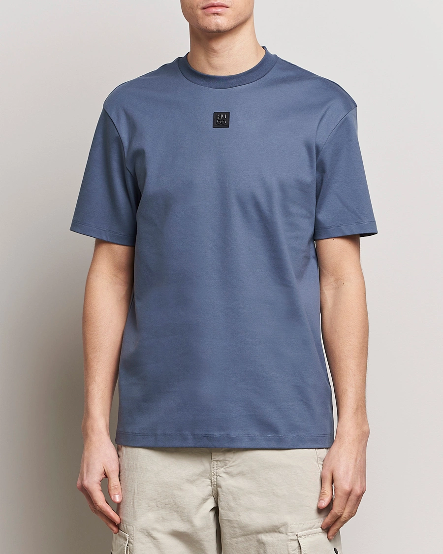 Homme | HUGO | HUGO | Dalile Logo Crew Neck T-Shirt Open Blue