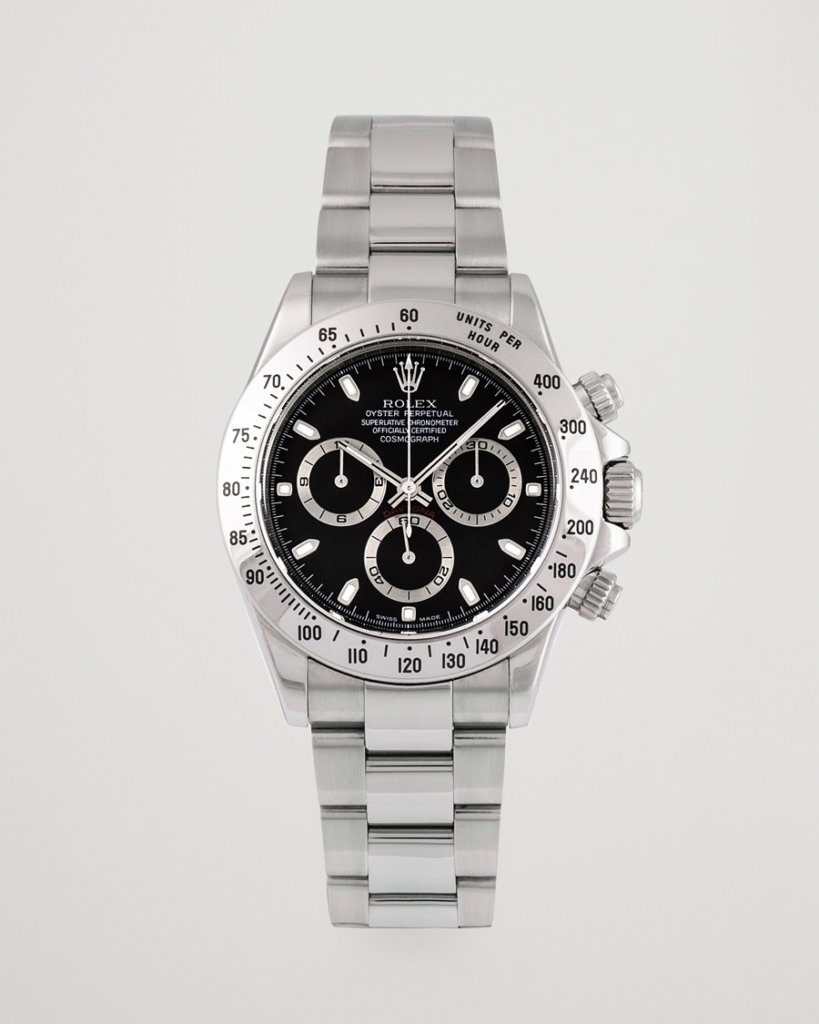 Homme | Rolex Pre-Owned Daytona Black dial Steel 116520 Silver | Rolex Pre-Owned | Daytona Black dial Steel 116520 Silver