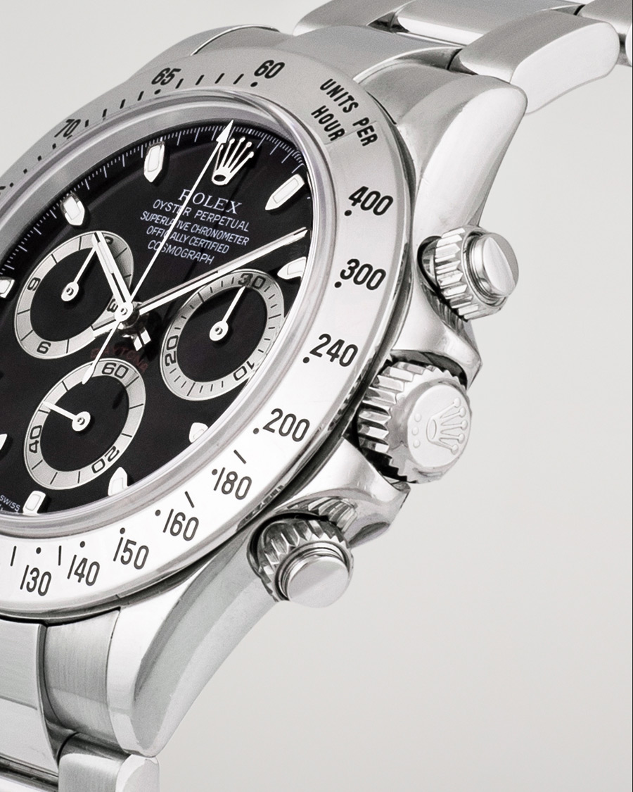 Homme | Rolex Pre-Owned Daytona Black dial Steel 116520 Silver | Rolex Pre-Owned | Daytona Black dial Steel 116520 Silver