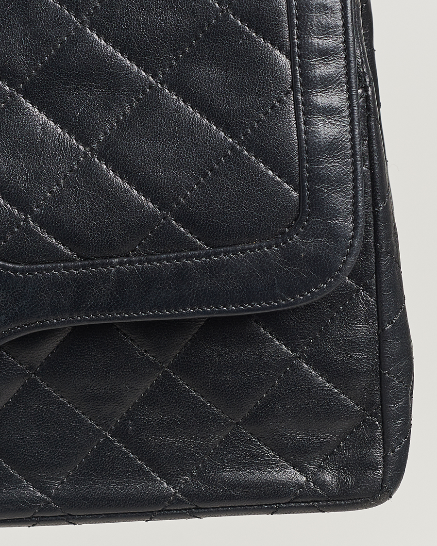 Homme | Chanel Pre-Owned Matelasse Double Flap Bag Black | Chanel Pre-Owned | Matelasse Double Flap Bag Black