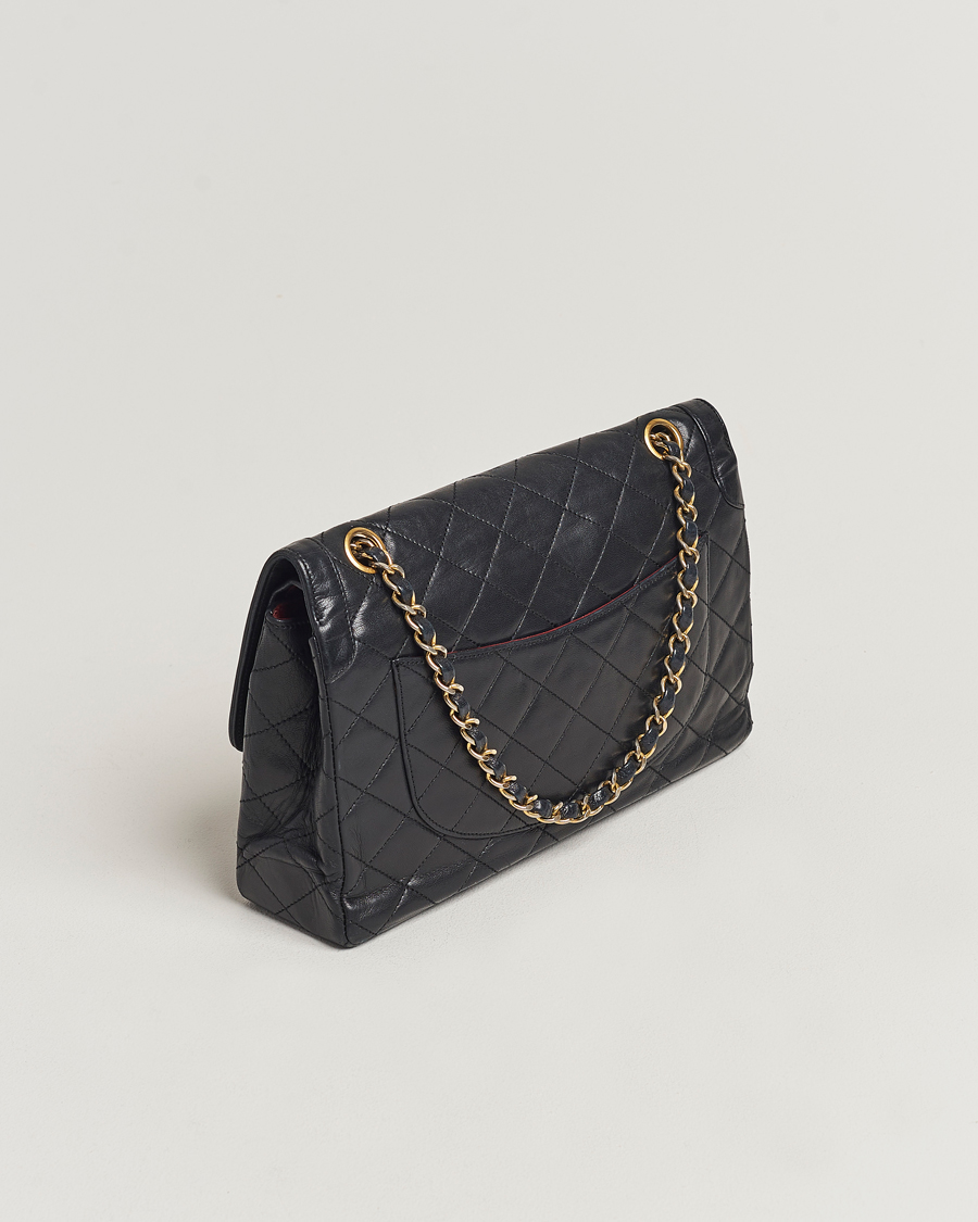 Homme | Chanel Pre-Owned Matelasse Double Flap Bag Black | Chanel Pre-Owned | Matelasse Double Flap Bag Black