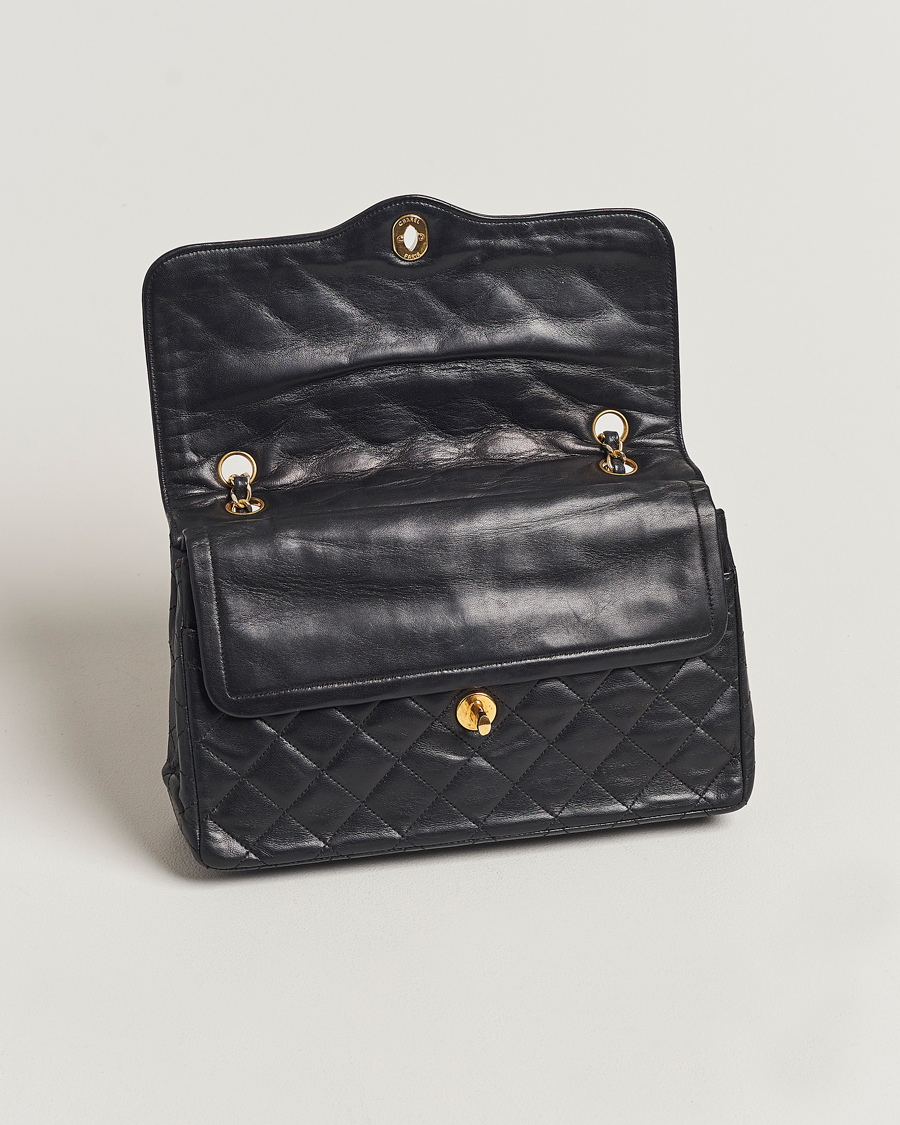 Homme | Chanel Pre-Owned Matelasse Double Flap Bag Black | Chanel Pre-Owned | Matelasse Double Flap Bag Black