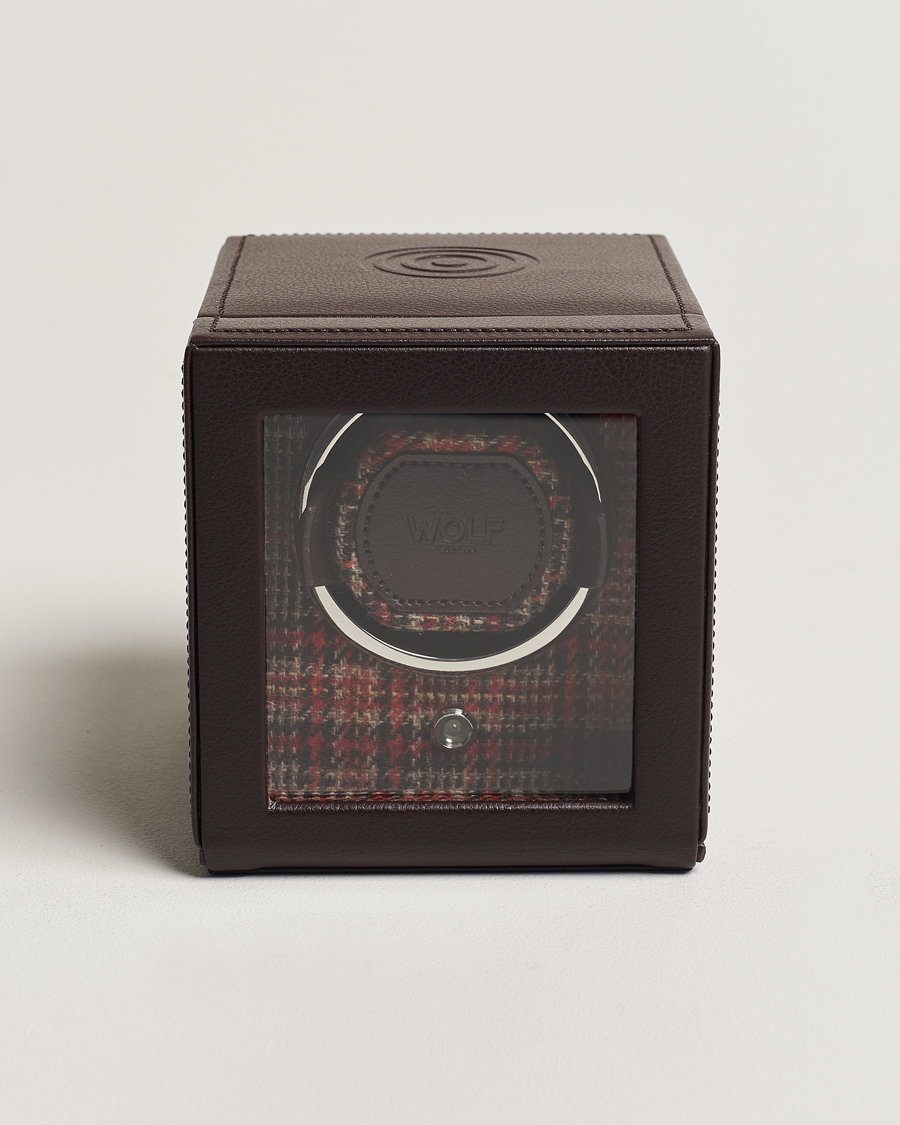 Homme | WOLF WM Brown Single Watch Winder Tweed Brown | WOLF | WM Brown Single Watch Winder Tweed Brown