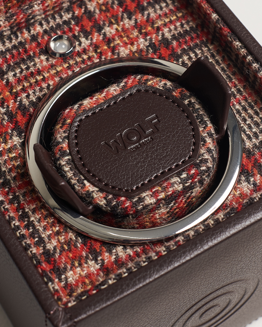 Homme | WOLF WM Brown Single Watch Winder Tweed Brown | WOLF | WM Brown Single Watch Winder Tweed Brown