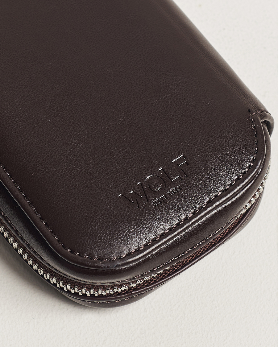 Homme | WOLF WM Brown 2 Piece Watch Zip-Case Tweed Brown | WOLF | WM Brown 2 Piece Watch Zip-Case Tweed Brown