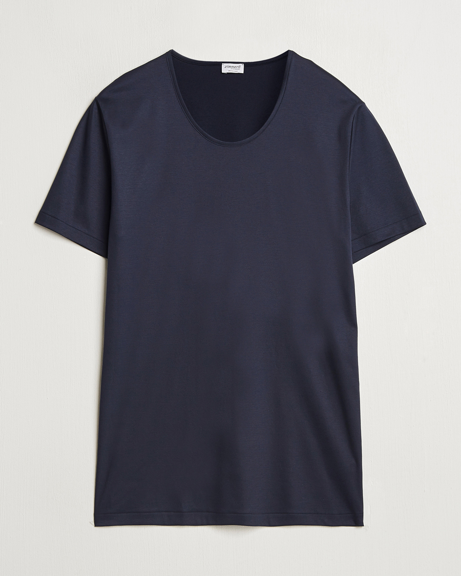 Homme | T-shirts | Zimmerli of Switzerland | Sea Island Cotton Crew Neck T-shirt Navy