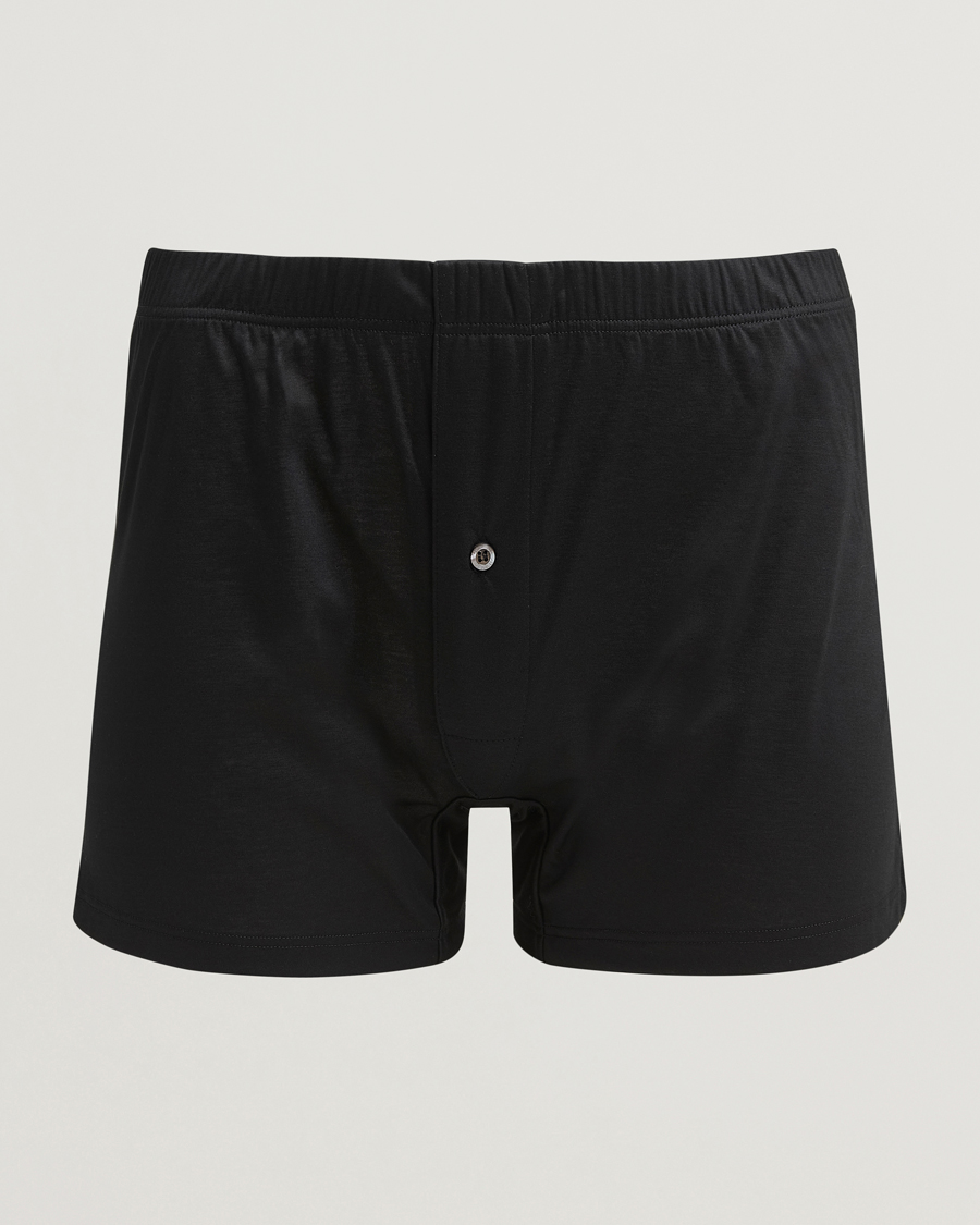Homme | Sous-Vêtements Et Chaussettes | Zimmerli of Switzerland | Sea island Cotton Boxer Shorts Black