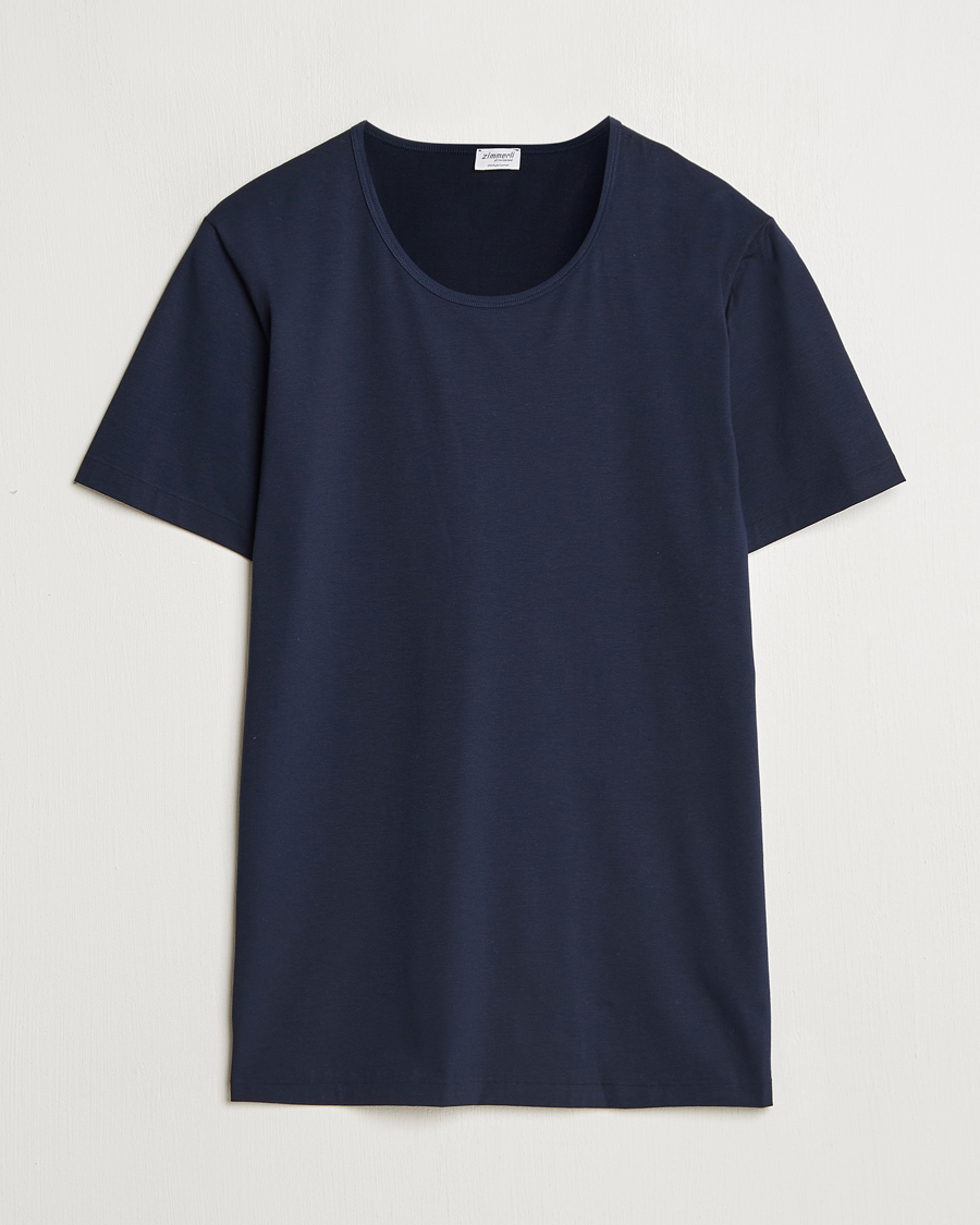 Homme | T-shirts | Zimmerli of Switzerland | Pure Comfort Crew Neck T-shirt Navy