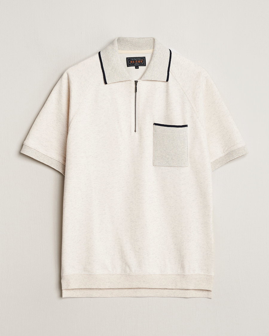 Homme | Polos | BEAMS PLUS | Half Zip Light Fleece Polo Oatmeal