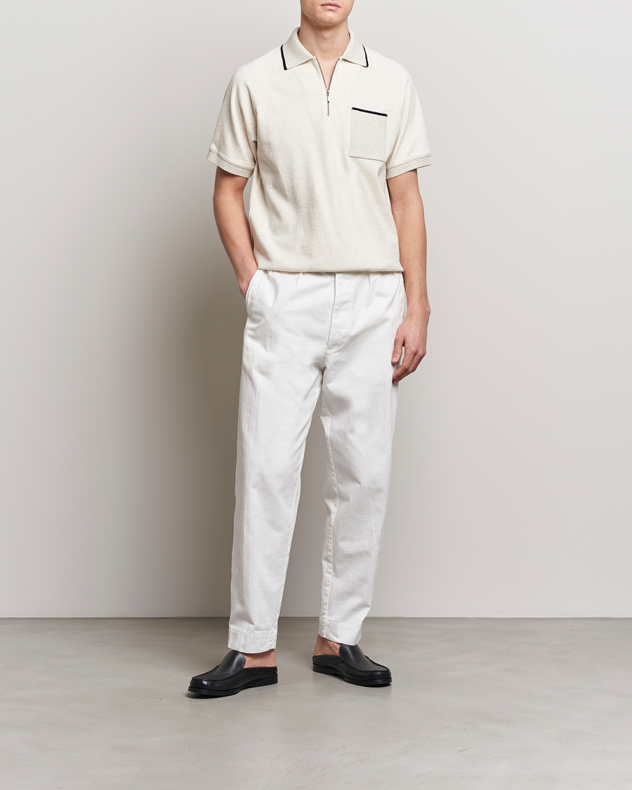 Homme | Polos | BEAMS PLUS | Half Zip Light Fleece Polo Oatmeal