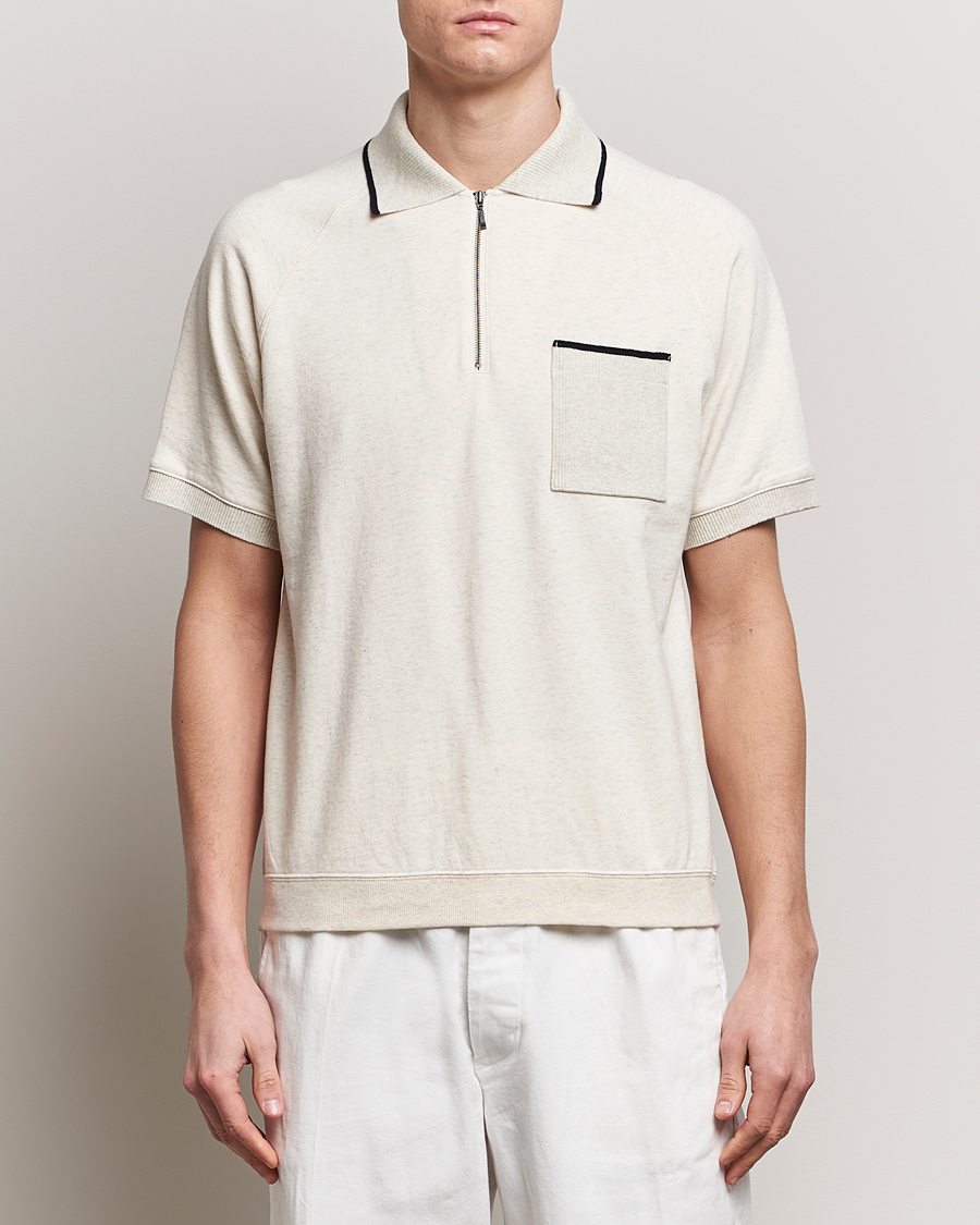 Homme | Polos | BEAMS PLUS | Half Zip Light Fleece Polo Oatmeal