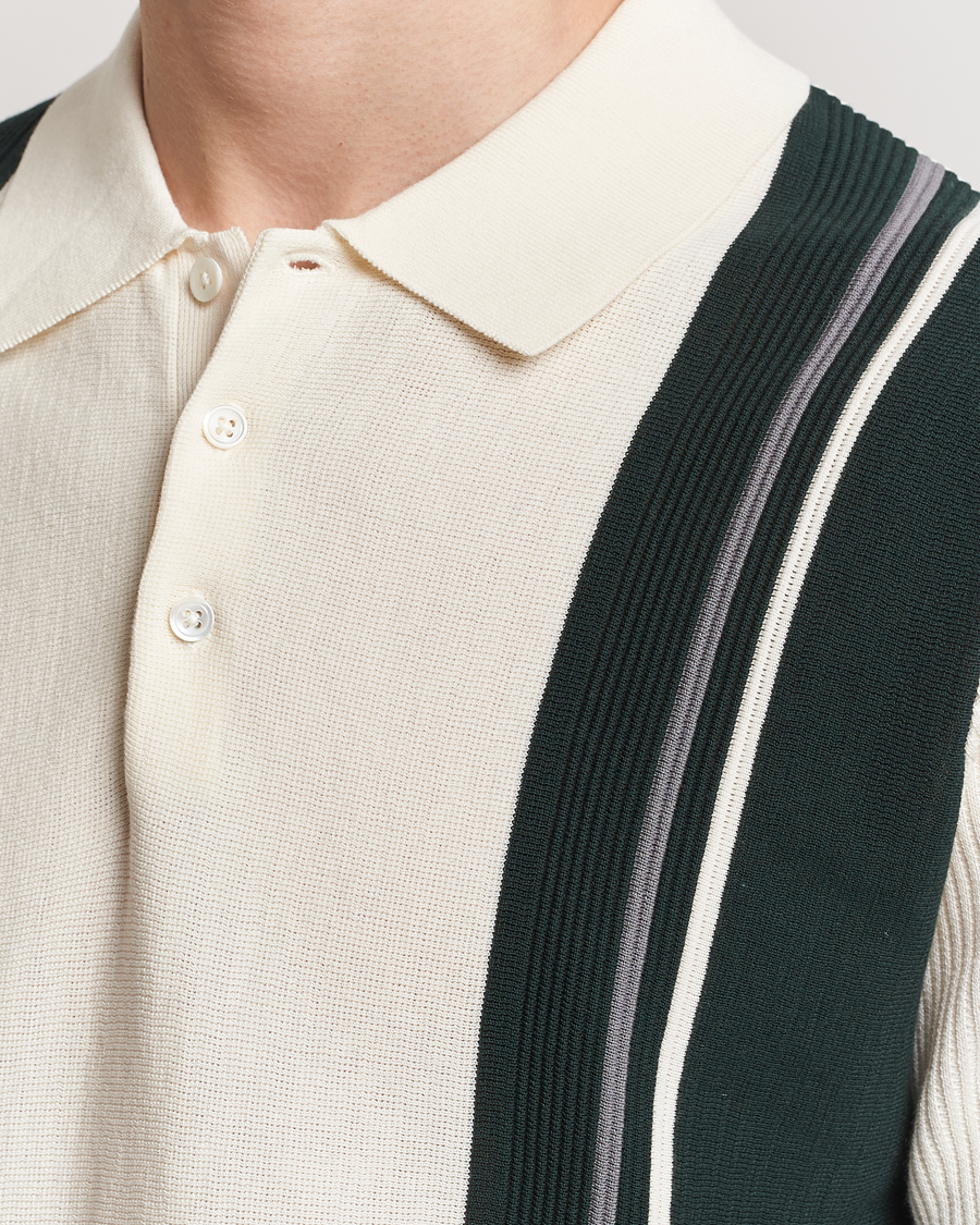 Homme | Polos | BEAMS PLUS | Knit Stripe Short Sleeve Polo White/Green