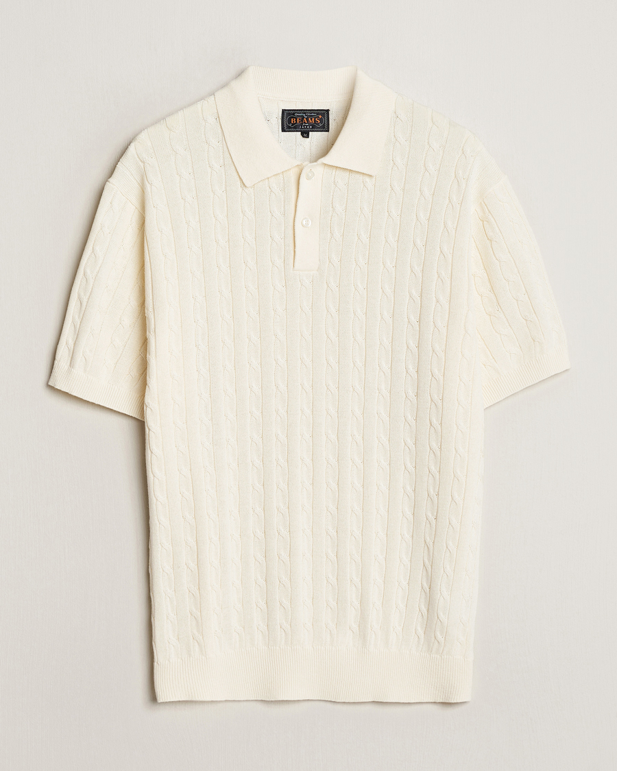 Homme | Polos | BEAMS PLUS | Short Sleeve Cable Polo Off White
