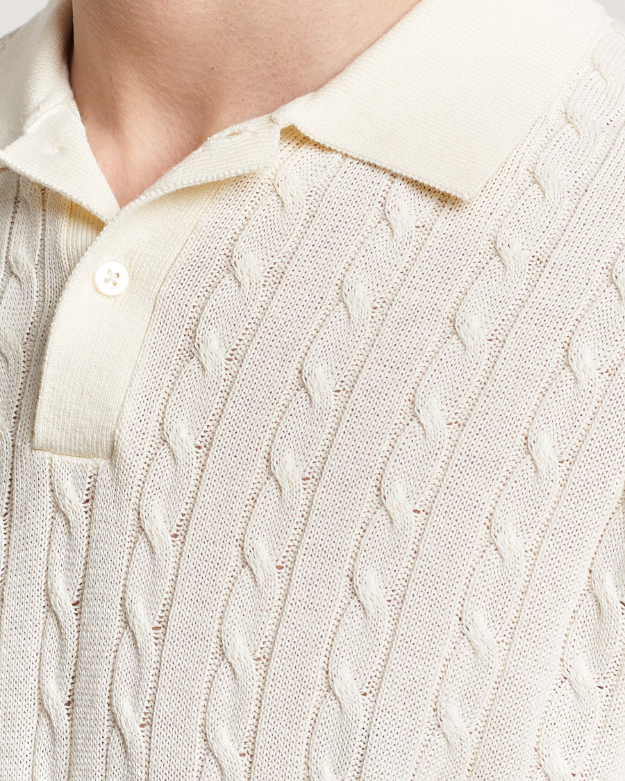 Homme | Polos | BEAMS PLUS | Short Sleeve Cable Polo Off White