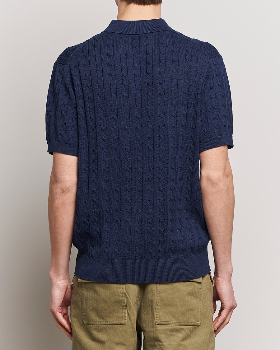 Homme | Polos | BEAMS PLUS | Short Sleeve Cable Polo Navy