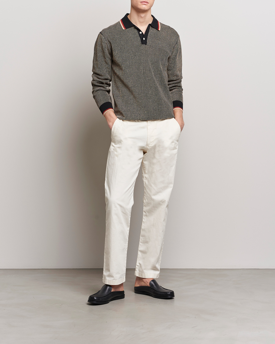 Homme | Pulls Et Tricots | BEAMS PLUS | Slab Knit Long Sleeve Polo Black