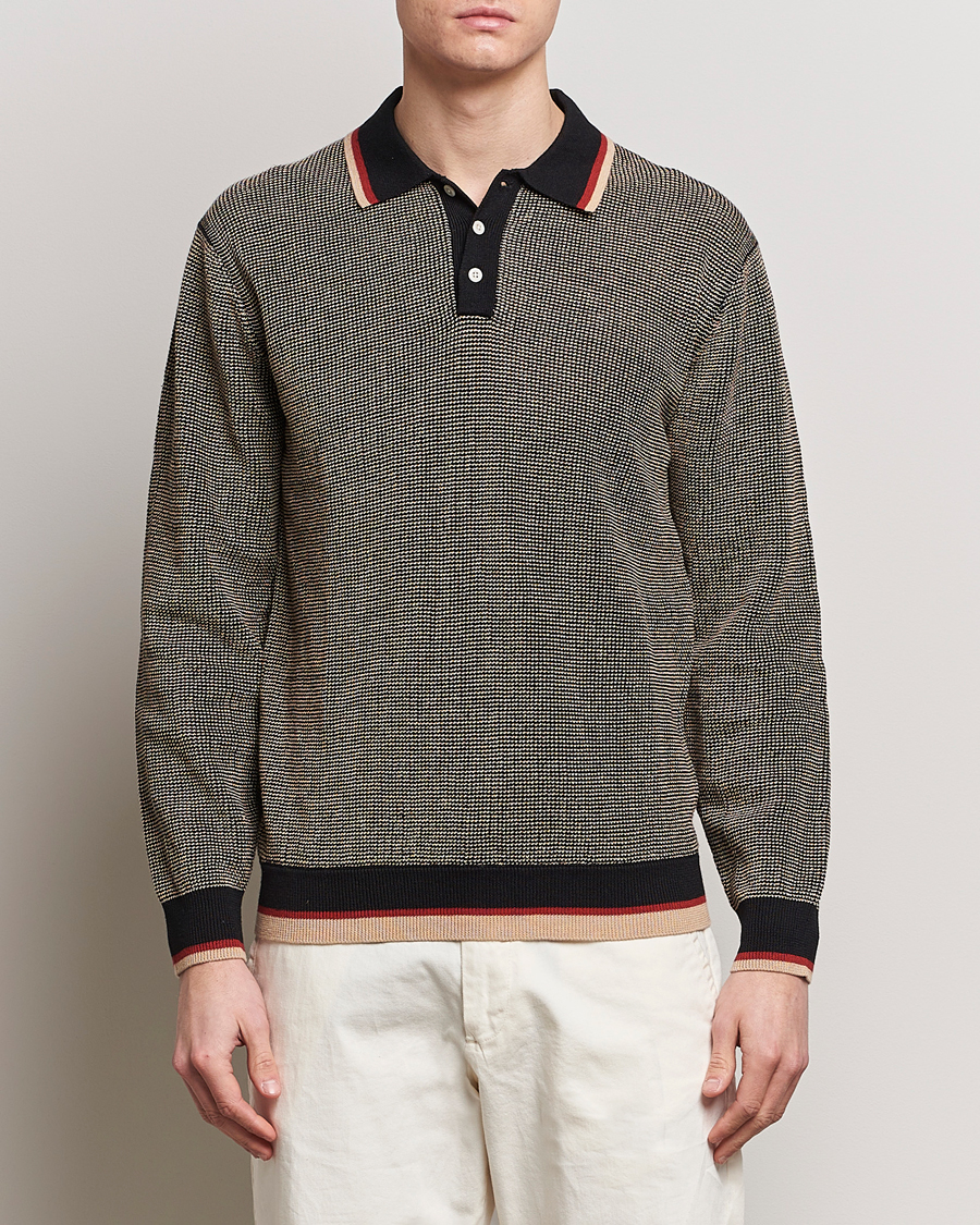 Homme | Sections | BEAMS PLUS | Slab Knit Long Sleeve Polo Black
