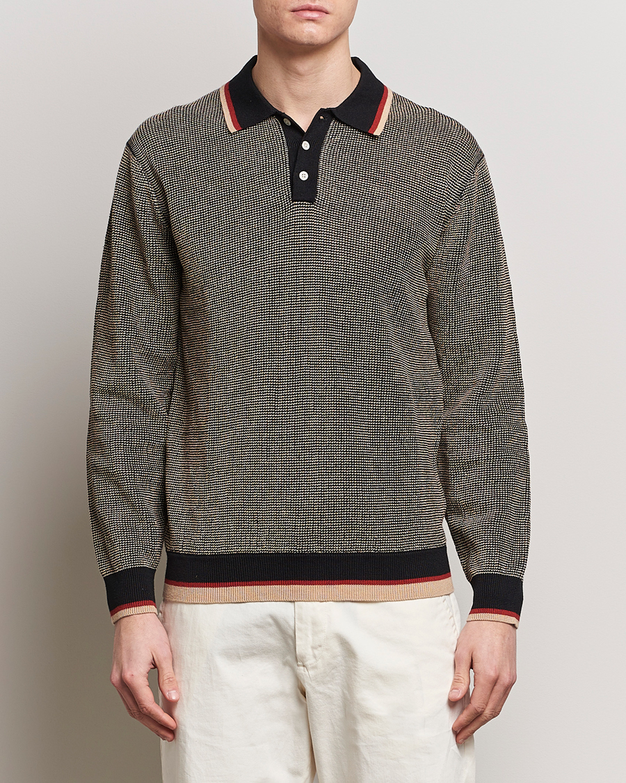 Homme | Pulls Et Tricots | BEAMS PLUS | Slab Knit Long Sleeve Polo Black