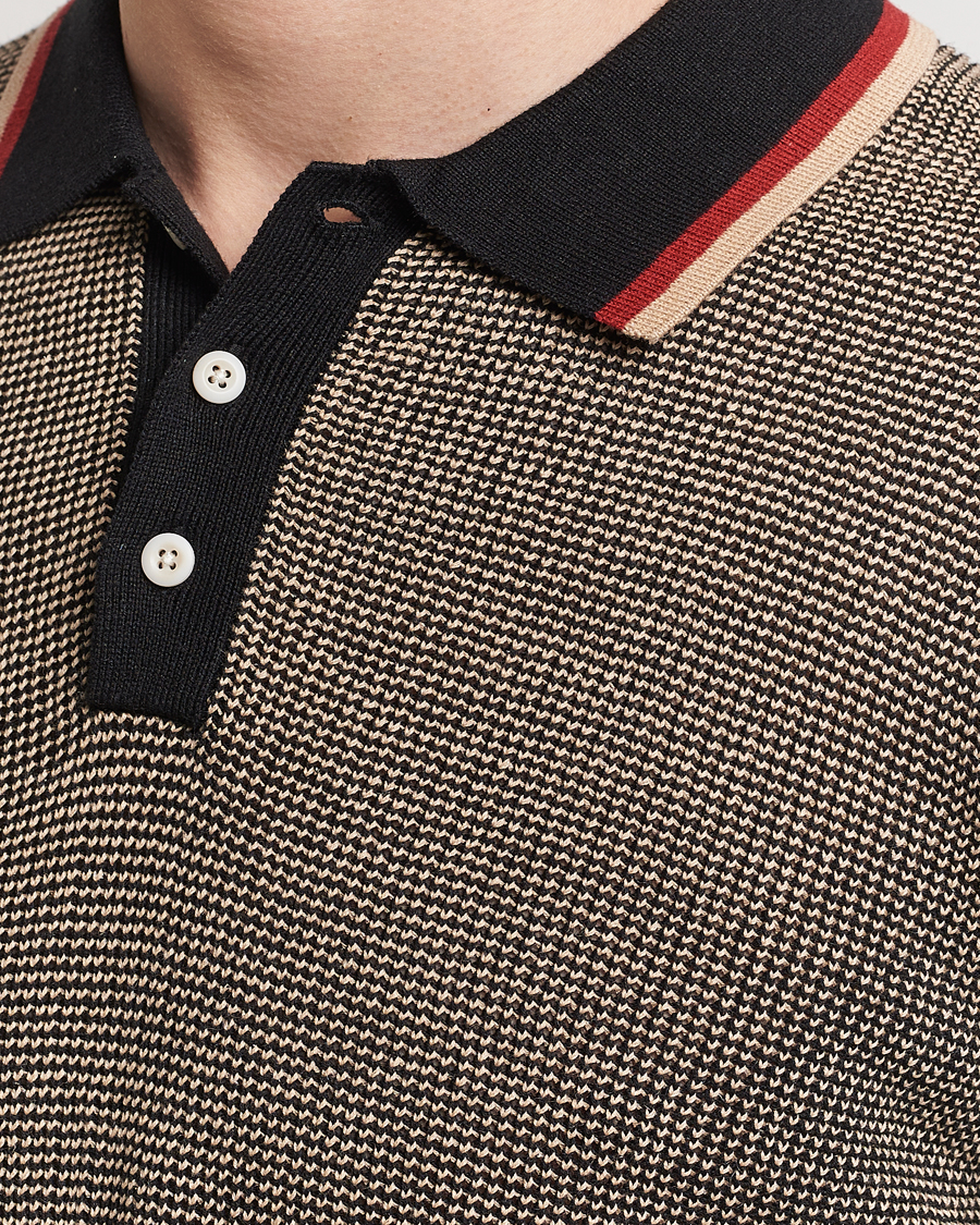 Homme | Pulls Et Tricots | BEAMS PLUS | Slab Knit Long Sleeve Polo Black