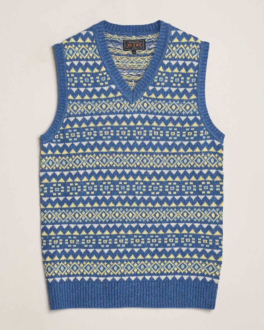 Homme | Pulls Et Tricots | BEAMS PLUS | Fairisle Knit Vest Blue