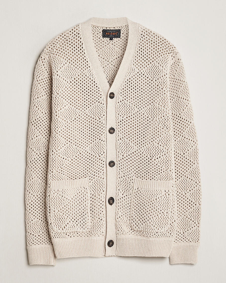 Homme | Pulls Et Tricots | BEAMS PLUS | Argyle Mesh Cardigan Light Beige