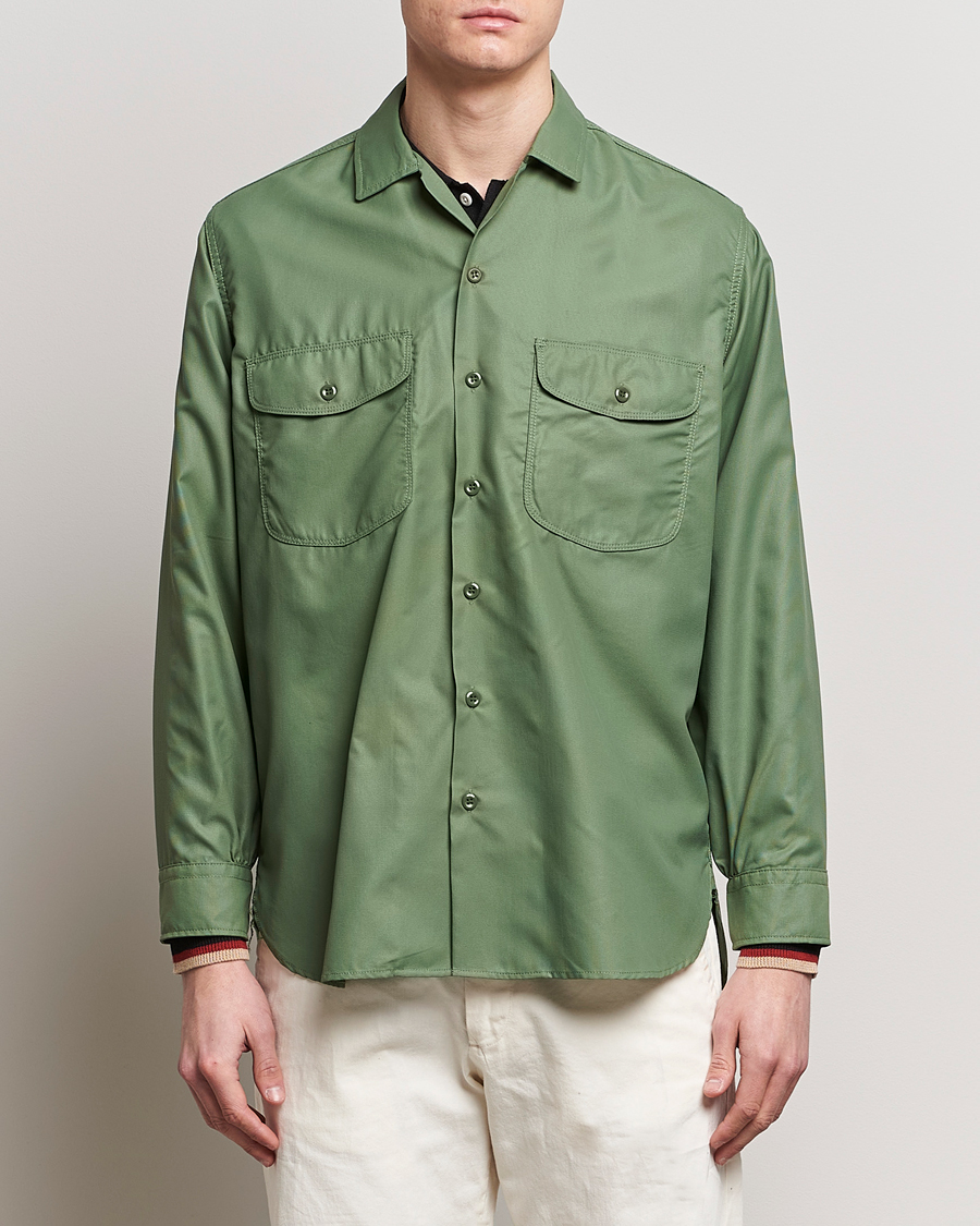 Homme | Sections | BEAMS PLUS | Work Micro Nylon Overshirt Olive