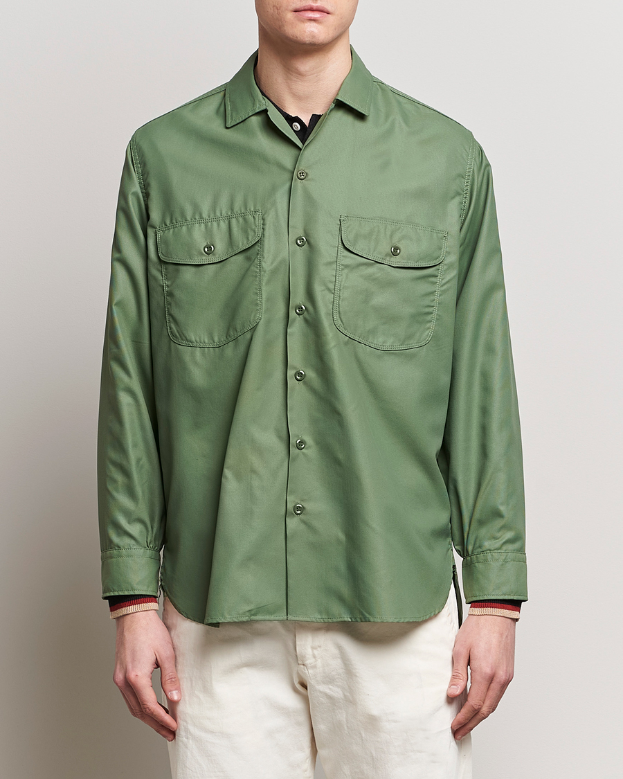 Homme | Chemises | BEAMS PLUS | Work Micro Nylon Overshirt Olive