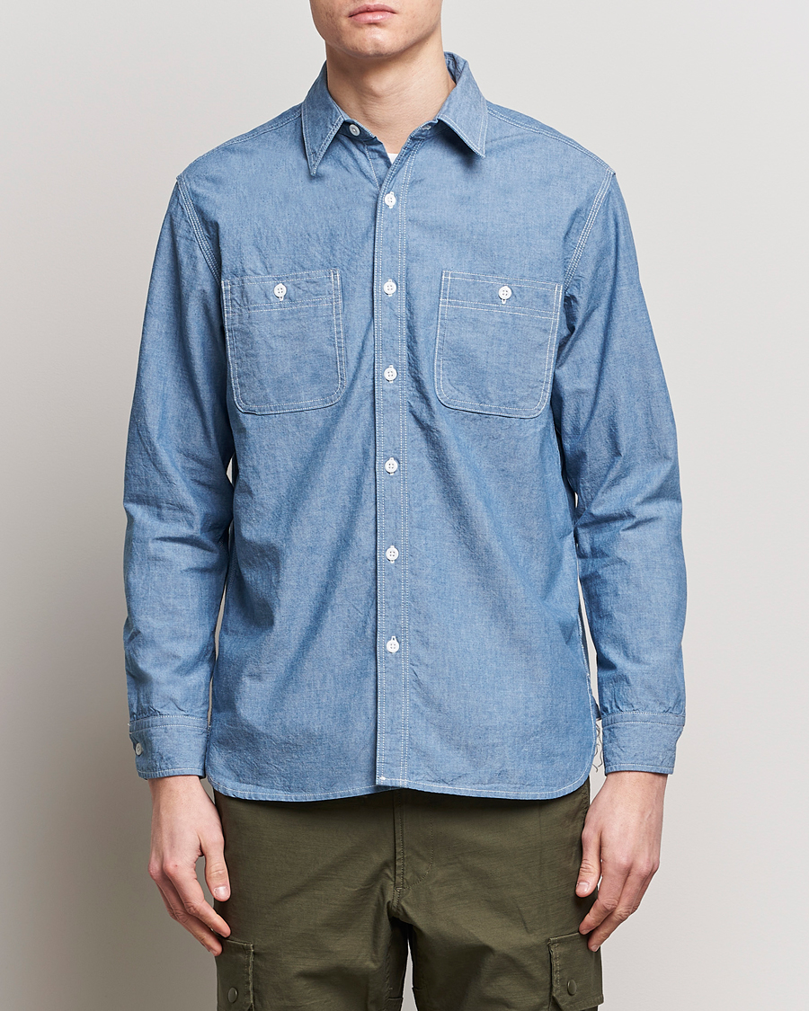 Homme |  | BEAMS PLUS | Work Chambray Overshirt Light Blue