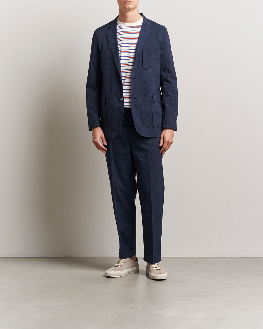 Homme | Pantalons | BEAMS PLUS | Seersucker Ivy Trousers Navy