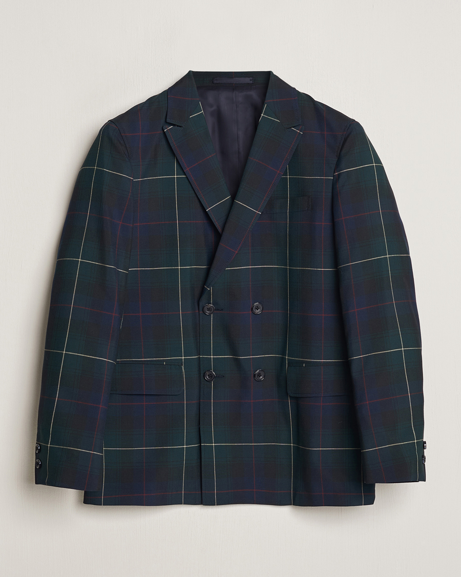 Homme | Blazers | BEAMS PLUS | Double Breasted Plaid Wool Blazer Green Plaid