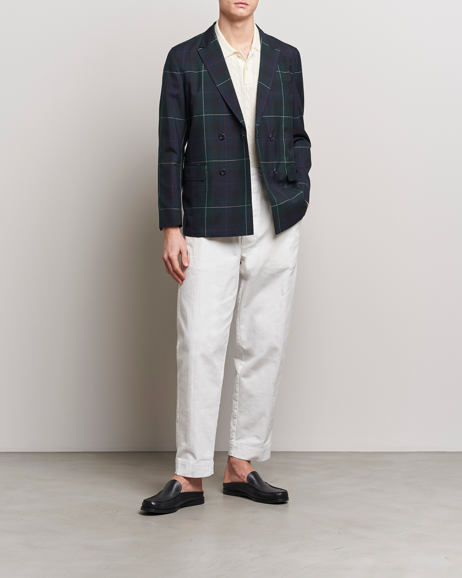 Homme | Blazers | BEAMS PLUS | Double Breasted Plaid Wool Blazer Green Plaid