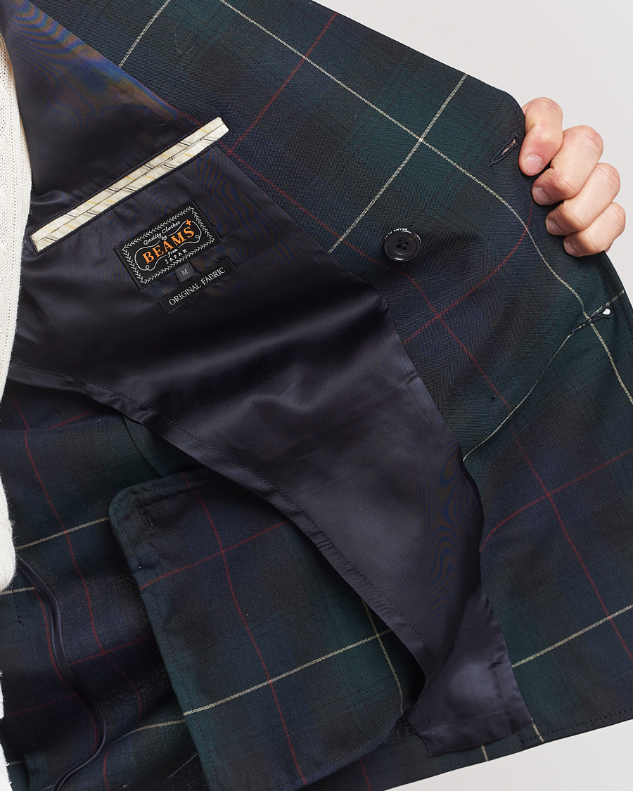 Homme | Blazers | BEAMS PLUS | Double Breasted Plaid Wool Blazer Green Plaid