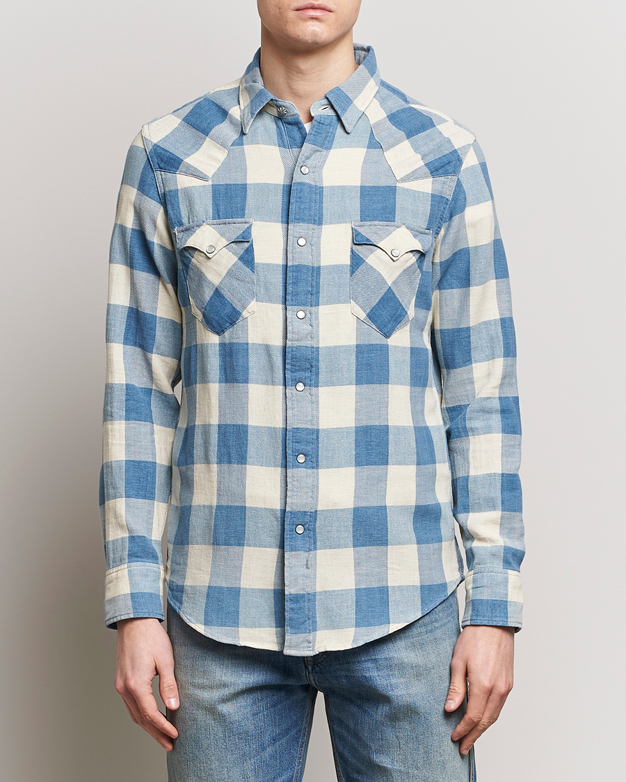 Homme | RRL | RRL | Buffalo Flannel Western Shirt Indigo/Cream